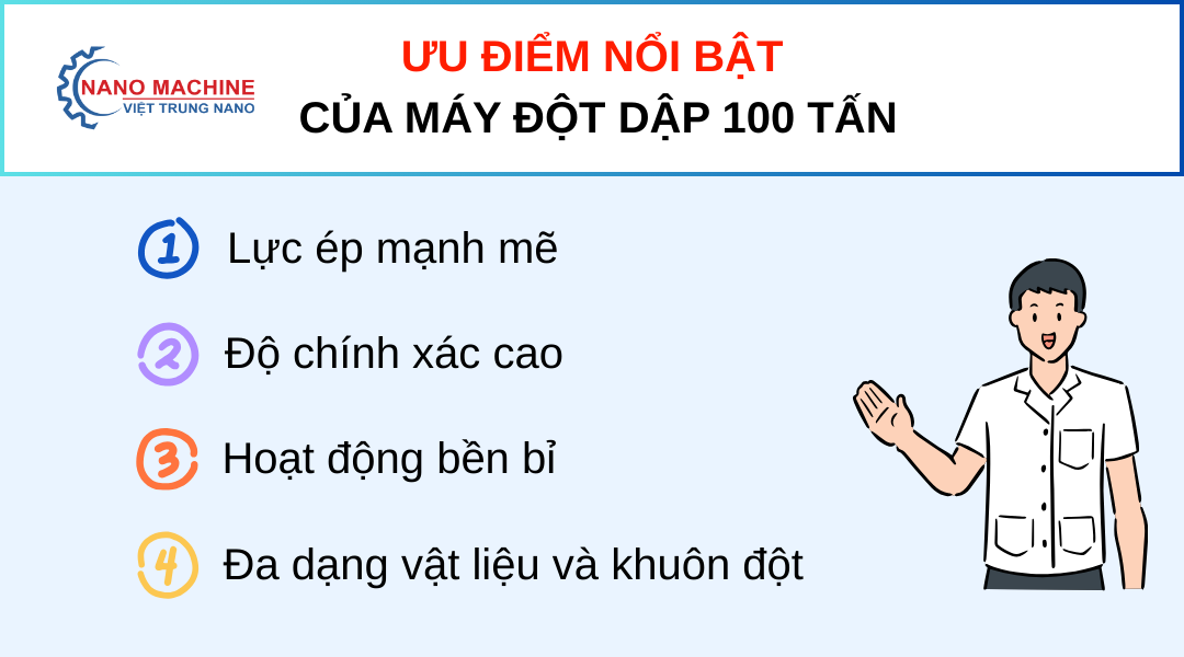 Máy đột dập 100 tấn | Lực ép mạnh, gia công kim loại dày chính xác